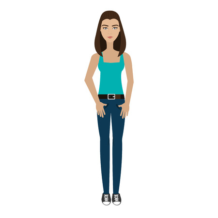 hipster avatar woman wearing colorful clothes over isolated background,vector illustrationのイラスト素材