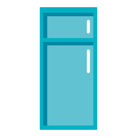 tall blue fridge with white handles front view over isolated background,vector illustrationのイラスト素材