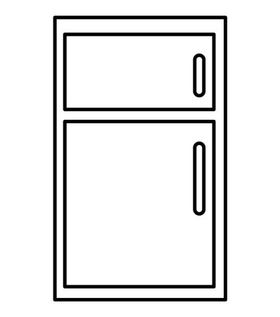 black and white fridge front view over isolated background,vector illustrationのイラスト素材
