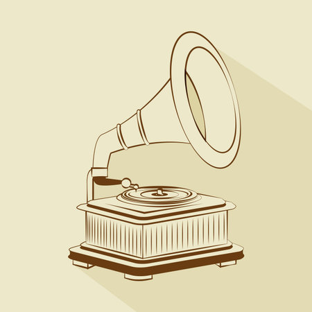 old gramophone drawing   isolated icon design, vector illustration  graphicのイラスト素材