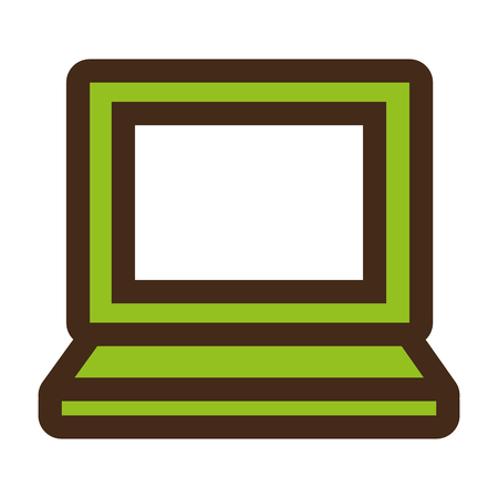 black and green laptop with white screen front view over isolated background,vector illustrationのイラスト素材