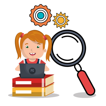 girl studying online isolated icon design, vector illustration  graphicのイラスト素材