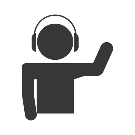 disk jockey  silhouette isolated icon design, vector illustration  graphicのイラスト素材