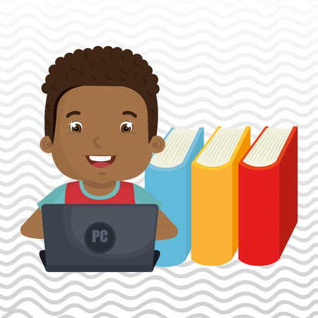 Children using laptop at school design, vector illustration graphicのイラスト素材