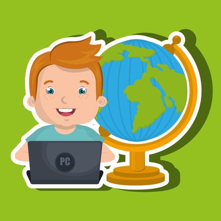 Children using laptop at school design, vector illustration eps10 graphicのイラスト素材