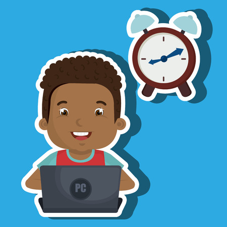 Children using laptop at school design, vector illustration eps10 graphicのイラスト素材