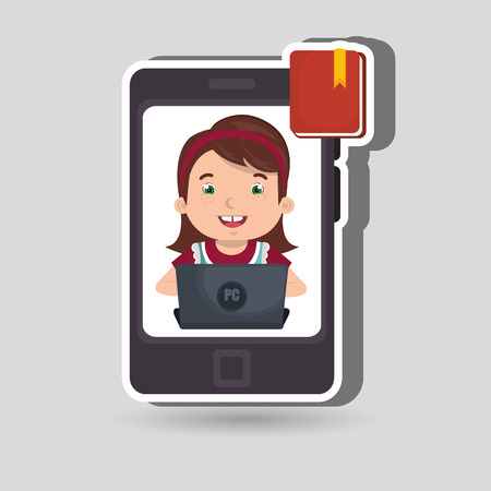 Children using laptop at school design, vector illustration eps10 graphicのイラスト素材