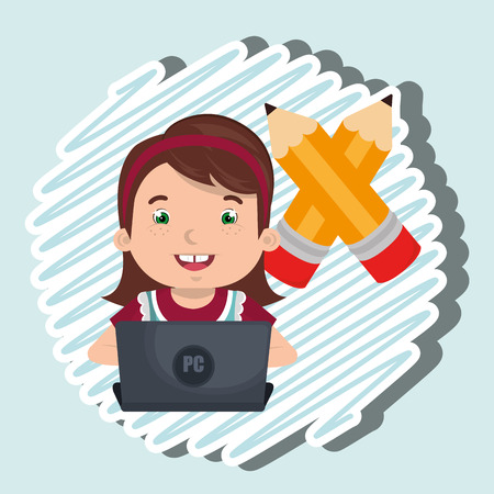 Children using laptop at school design, vector illustration eps10 graphicのイラスト素材