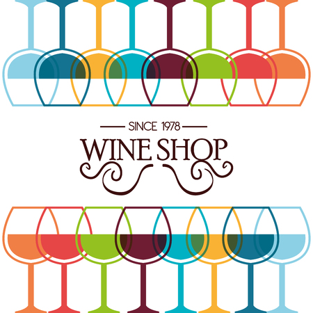 wine shop template isolated icon design, vector illustration  graphicのイラスト素材