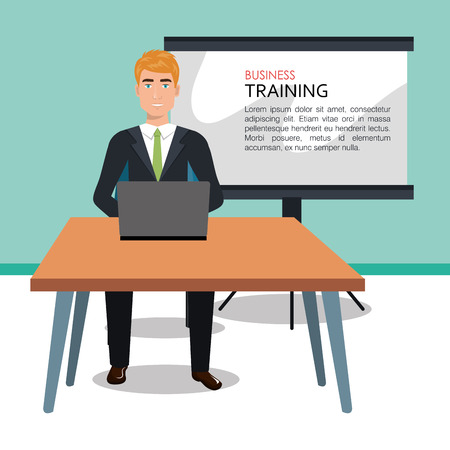 Businessman training process isolated icon design, vector illustration  graphicのイラスト素材