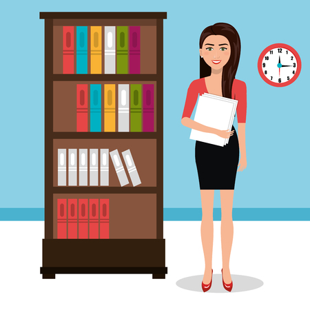 business woman in workspace isolated icon design, vector illustration  graphicのイラスト素材