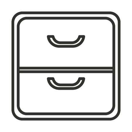 black and white file cabinet over isolated background, vector illustrationのイラスト素材