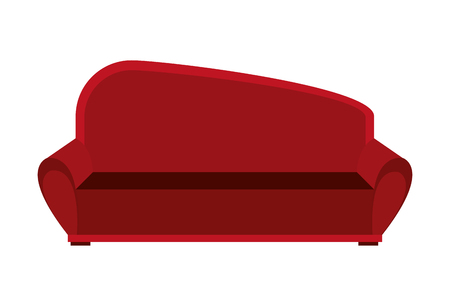 big red couch front view over isolated background, vector illustrationのイラスト素材