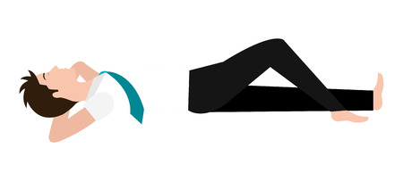 avatar man sleeping with blue tie and black pants over isolated background, vector illustrationのイラスト素材