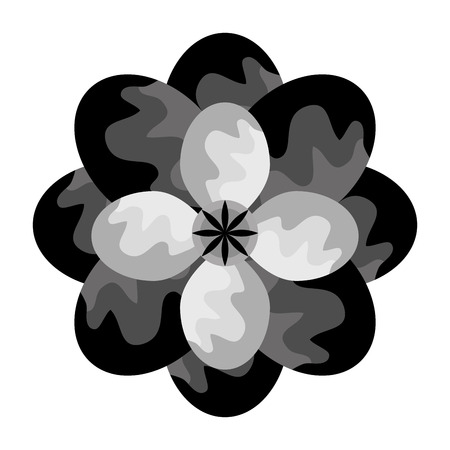 black and grey flower front view over isolated background, vector illustrationのイラスト素材