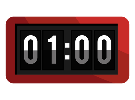 red and black electronic watch with white numbers front view over isolated background, vector illustrationのイラスト素材