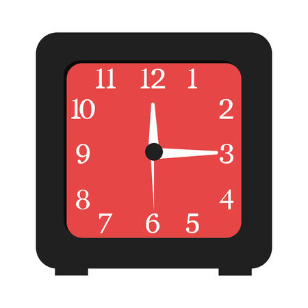 black and red table clock front view over isolated background, vector illustrationのイラスト素材