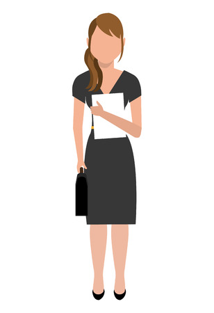 avatar business woman wearing colorful dress front view over isolated background, vector illustrationのイラスト素材