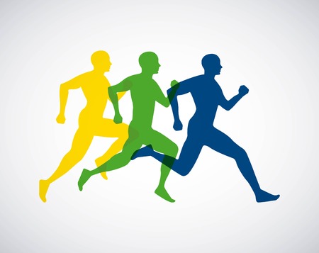 silhouette athletes running isolated icon design, vector illustration  graphicのイラスト素材