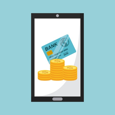 money online from a smartphone isolated icon design, vector illustration  graphicのイラスト素材
