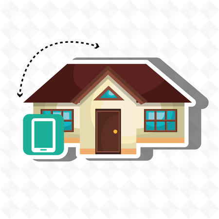 smart home with smartphone isolated icon design, vector illustration  graphicのイラスト素材