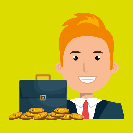 man with portfolio and coins isolated icon design, vector illustration  graphicのイラスト素材
