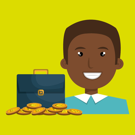 man with portfolio and coins isolated icon design, vector illustration  graphicのイラスト素材