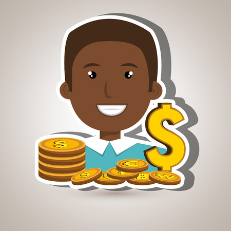 man with coins isolated icon design, vector illustration  graphicのイラスト素材