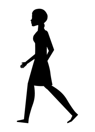 silhouette young woman walking isolated icon design, vector illustration  graphicのイラスト素材