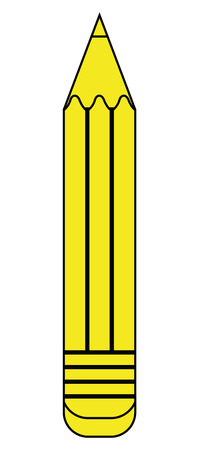 black and yellow pencil with eraser front view over isolated background, vector illustrationのイラスト素材