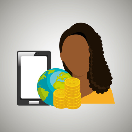person with smartphone and money isolated icon design, vector illustration  graphicのイラスト素材