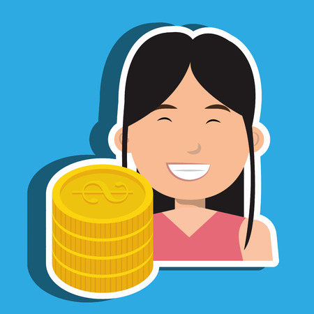 business person with coins  isolated icon design, vector illustration  graphicのイラスト素材