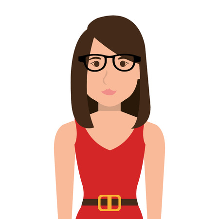 Young and beautiful woman profile cartoon, vector illustration flat design.のイラスト素材