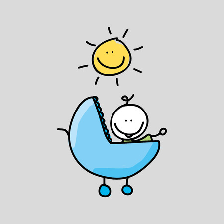 lovely baby in stroller icon vector illustrationのイラスト素材