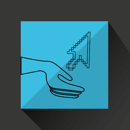 hands connecting with technology icon, vector illustrationのイラスト素材