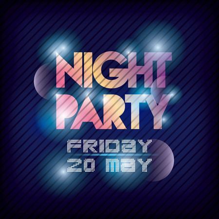 Night Party and Disco concept represented by advertising icon over blurred lights background. Colorfull illustration.のイラスト素材