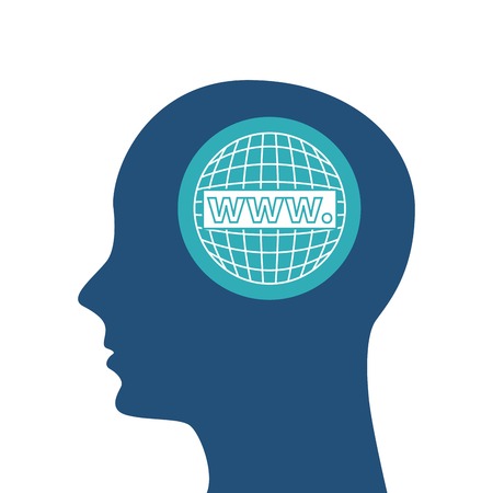Creativity and think concept represented by human head design. Colorfull and Flat illustration.のイラスト素材