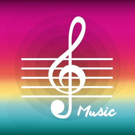 Music and Sound concept represented by music note icon over burred background. Colorfull and flat illustration.のイラスト素材
