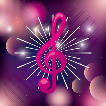 Music and Sound concept represented by music note icon over burred background. Colorfull and flat illustration.のイラスト素材
