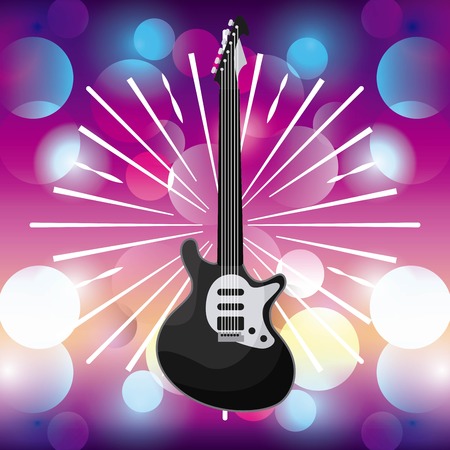 Music and Instrument concept represented by electric guitar icon over blurred background. Colorfull and flat illustration.のイラスト素材