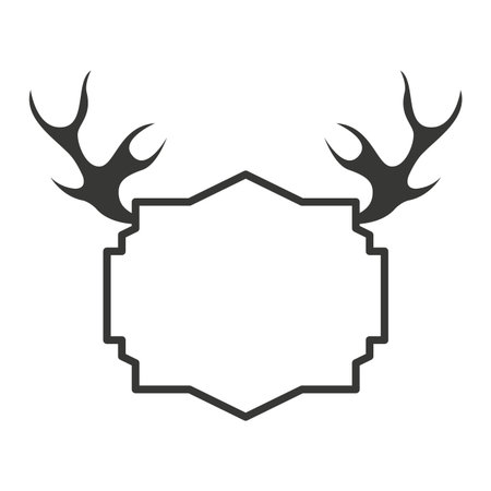 emblem with horns isolated icon design, vector illustration  graphicのイラスト素材