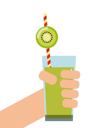 Smoothie and Juice concept represented by kiwi detox icon. Isolated and flat illustration.のイラスト素材