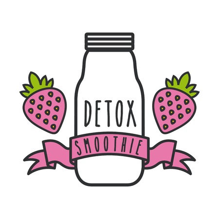 Smoothie and Juice concept represented by strawberry detox icon. Isolated and flat illustration.のイラスト素材