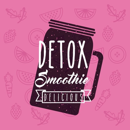 Smoothie and Juice concept represented by detox icon. Colorfull and flat illustration. Pink Backgroundのイラスト素材