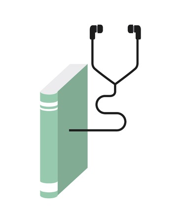 Audiobooks and online learning concept represented by book and headphone icon. Colorfull and flat illustration.のイラスト素材