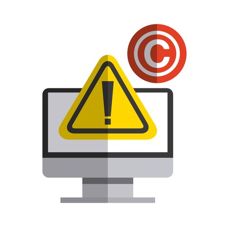 Copyright concept represented by computer and c icon. Colorfull and flat illustration.のイラスト素材