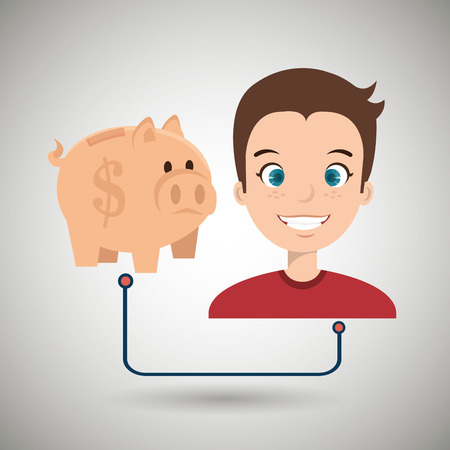 persons  with piggy isolated icon design, vector illustration  graphicのイラスト素材