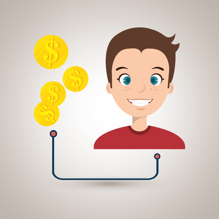 man with currency isolated icon design, vector illustration  graphicのイラスト素材