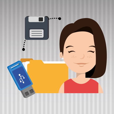 people with drive and usb isolated icon design, vector illustration  graphicのイラスト素材