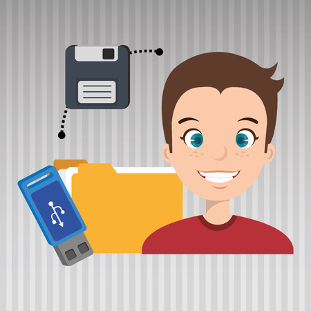 people with drive and usb isolated icon design, vector illustration  graphicのイラスト素材